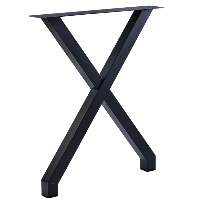 Pied X en acier H. 870 mm, noir mat (RAL 9005)